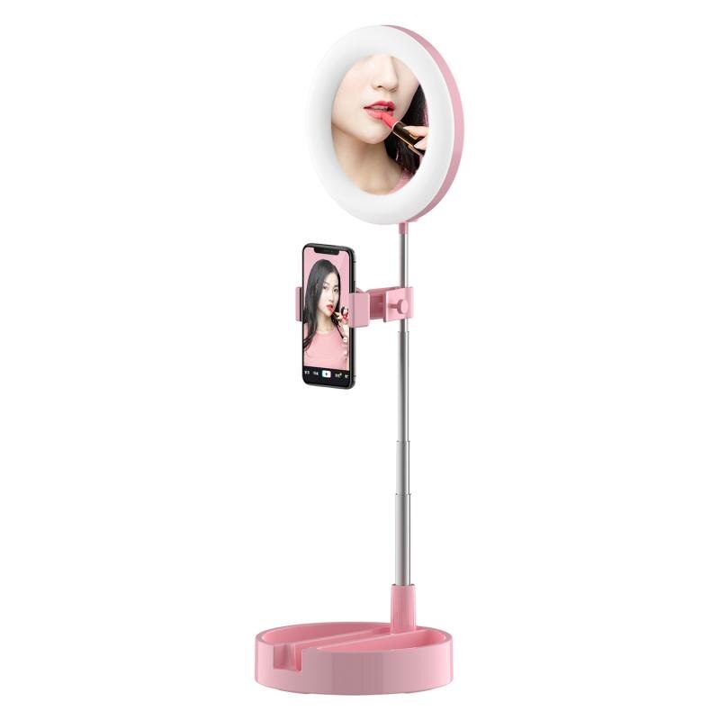 G3 6 Inch Ring Licht Met Ronde Stand Telefoon Houder Led Ring Verlichting 6000K Fotografie Dimbare Make-Up Ring lamp Met Usb: 1pink