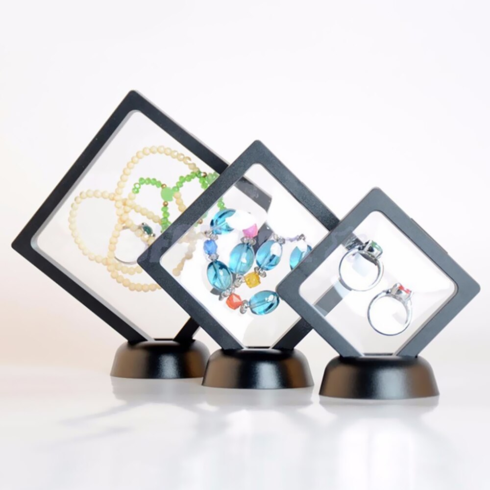 Floating Picture Frame Shadow Box Jewelry Display Stand Ring Pendant Holder Protect Jewellery Stone Presentation Case 3D Boxs