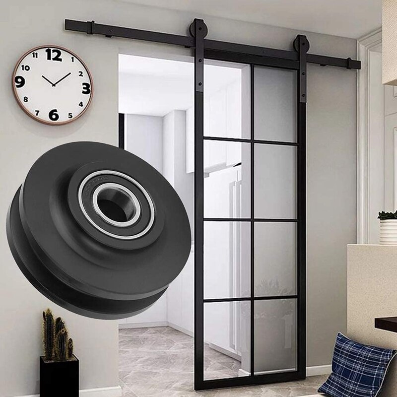 2Pcs Sliding Barn Door Wheel Heavy Duty Cabinet Window Pulley Roller Quiet Sliding Door Track Perfect For DIY Barn Door