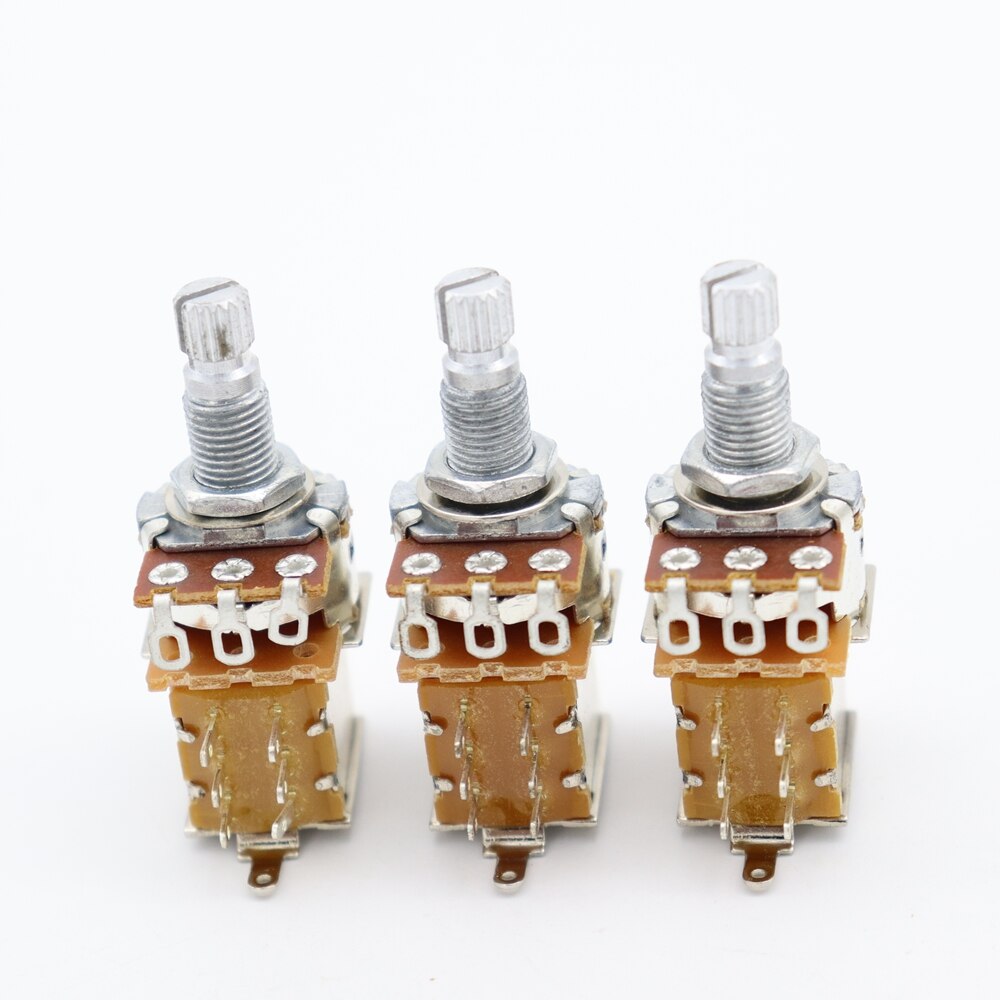 3 pcs Guitar Bass Push Pull Pot Push Pull Potentiometer Volume Tone Short Split Shaft Switch Pots A25K （Chrome）: 3pcs A25K