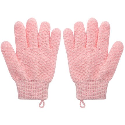 Soft Shower Exfoliating Scrub Gloves for Women Children Sponge Loofah Exfoliating Mitts for Bath, Spa Dead Skin Cell Remover: Pink 1Pair
