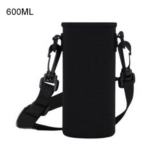 Outdoor Draagbare Sport Water Bottle Carrier Geïsoleerde Beker Cover Bag Holder: Black 600ml