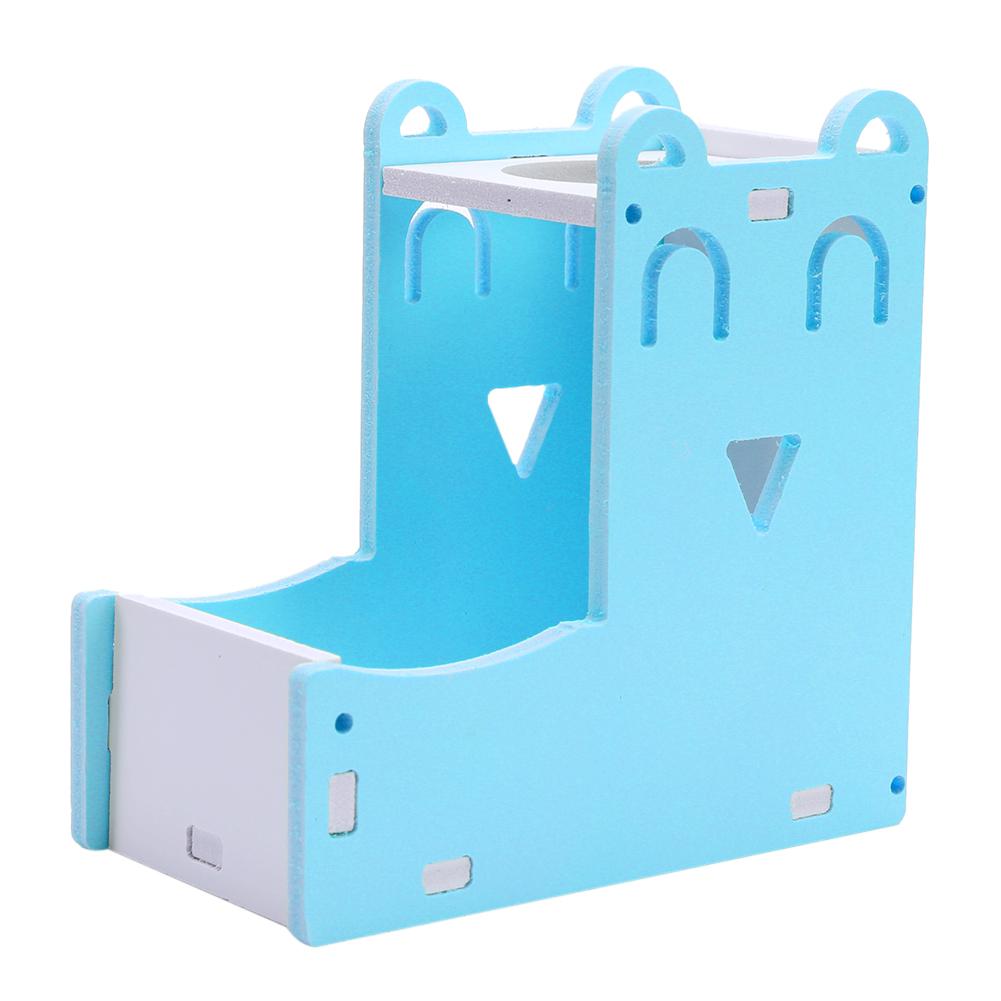 Hamster Konijn Eten Dispenser Feeder Plastic Clear Automatische Pet Feeder Voor Hamster Cavia Voedsel Kom Container: Blue
