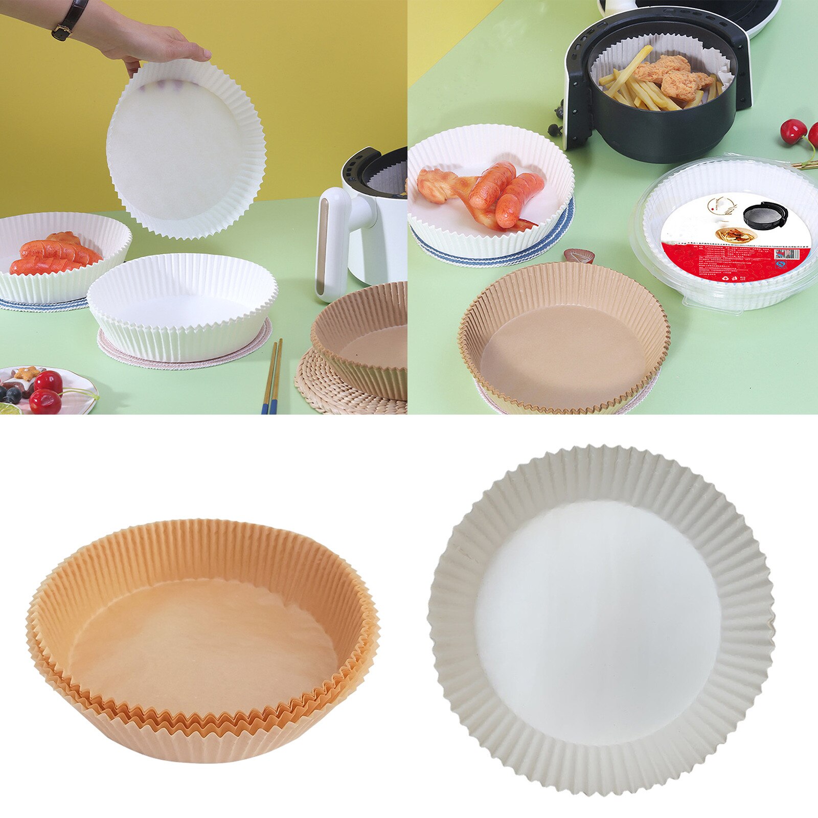 Tapis de cuisson antiadhésif jetable pour friteuse à Air, 30/50/100/200 pièces, revêtement en papier rond pour cuiseur à vapeur, fournitures de cuisine