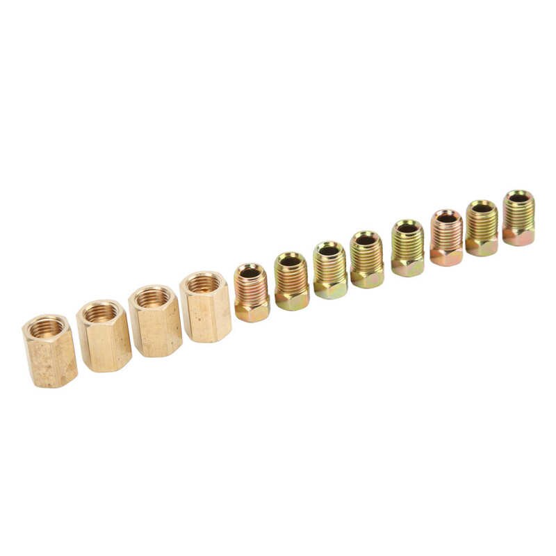 Brake Line Fittings Kit Brake Tube Connector 4-Union 8-Nut for 3/16in Pipe Replacement for Opel