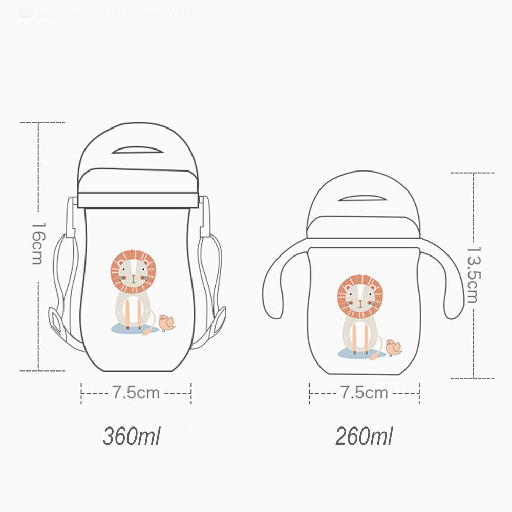 260ml bébé biberon enfants apprennent bouteille d'eau potable dessin animé bébé tasse paille poignée bouteille bébé alimentation fournitures