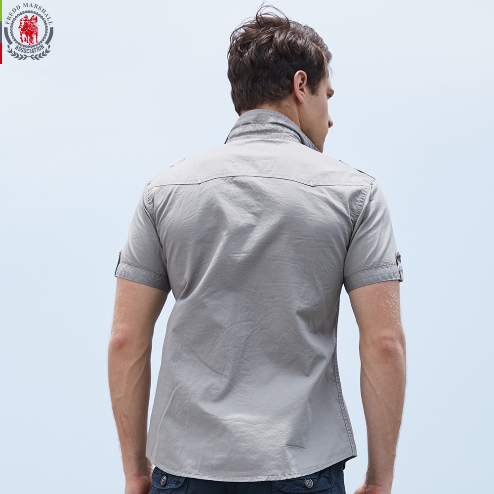 FREDD MARSHAll – chemise Cargo à manches courtes pour homme, couleur unie, travail, 55890