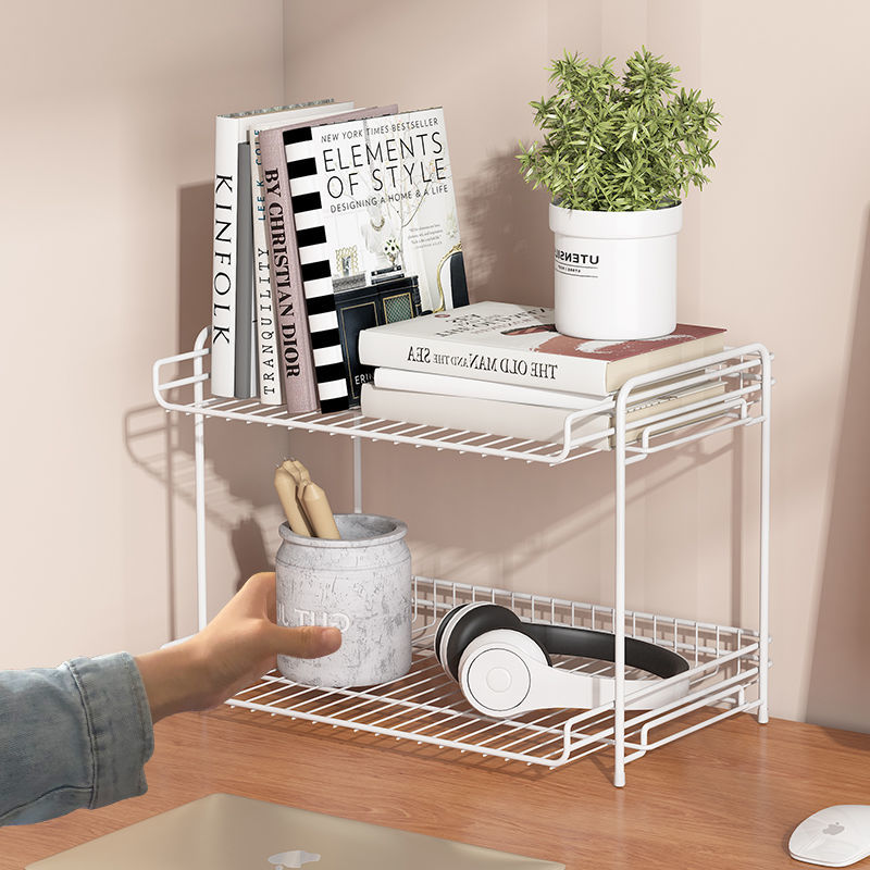 Simple bookshelf small desktop shelf bedroom office desk storage wrought iron table partition window sill cabinet