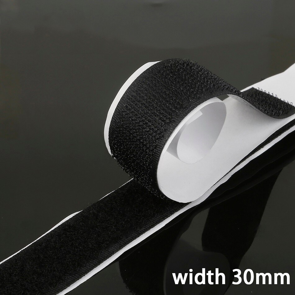 16/20/25/30/40mm*1M Black White Hook and Loop Fastener Tape Magic Nylon Sticker Adhesive Hook Loop Discs Tape Sewing Strong Glue: 30mm Black