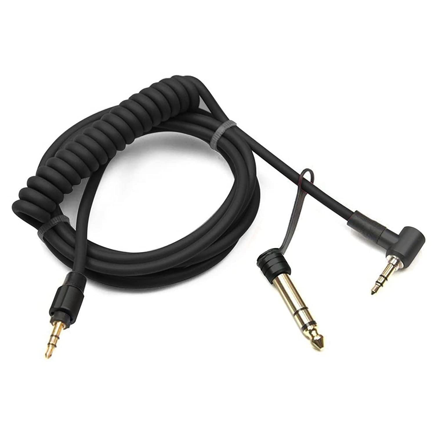 Ersättnings 3.5mm 6.5mm -ljudförlängningskabel kompatibel med beat by dr. dre solo studio pro detox trådlösa mixr-hörlurar: Svart