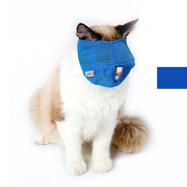 Travel Tool Breathable Cat Mouse Muzzle Cats Grooming Supplies Nylon Anti Bite Face Mask Accessories Multi-size Bath Beauty: Blue / S