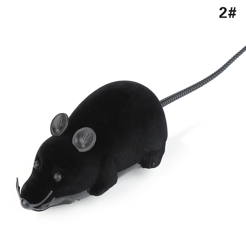 Souris télécommandée à infrarouge pour chat, jouet d&#39;émulation, mouvement mécanique, accessoires pour animaux de compagnie, blague effrayante: Black with black ear