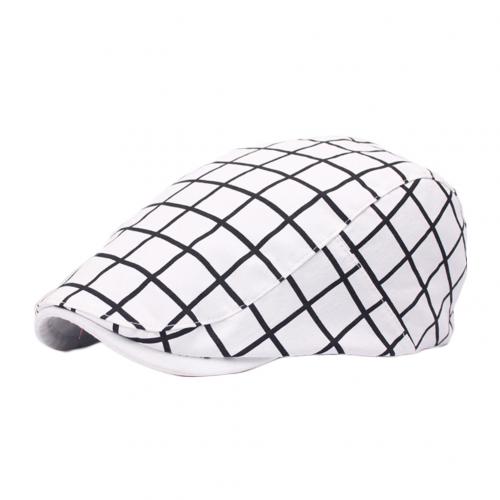 Men Women Plaid Cotton Flat Cap Summer Spring Sun Hat Adjustable Beret Headwear Clothing decor Accessory Xmas: WHITE