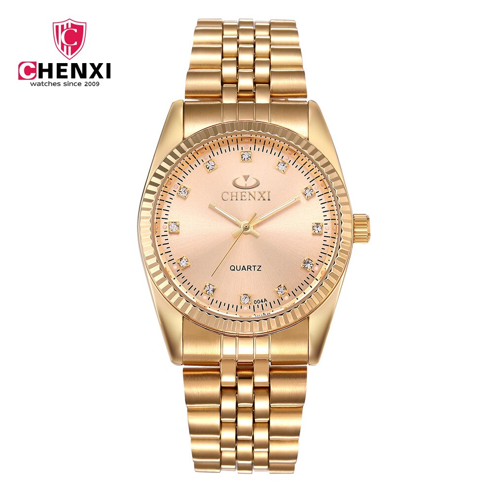 Chenxi – montre de luxe en acier inoxydable pour hommes et femmes, horloge dorée, à Quartz, à la , , 004a