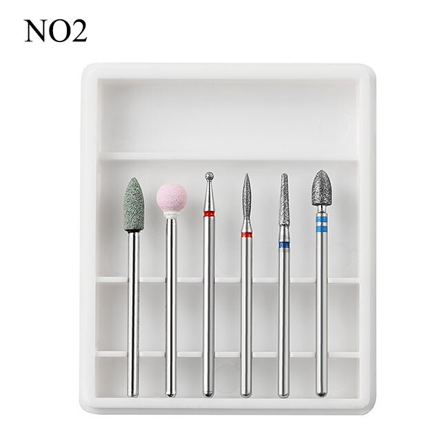 6 unids/set manicura uñas taladro eléctrico Kit de uñas de piedra de corindón cortadores polaco manicura Accesorios: 2