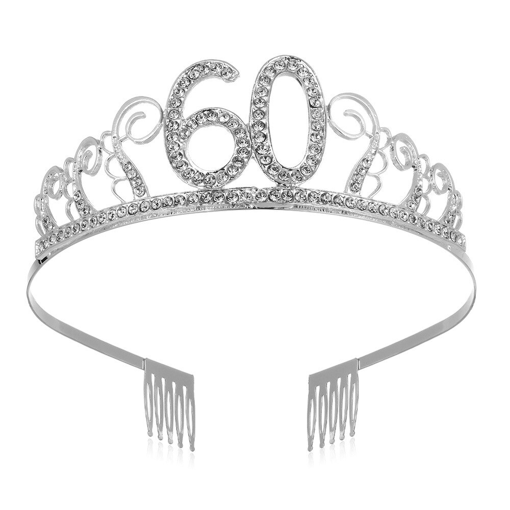 Décorations de fête d'anniversaire pour adultes, 30, 40, 50, diadème en cristal, couronne de princesse, accessoires, décoration de joyeux 30 ans: 60