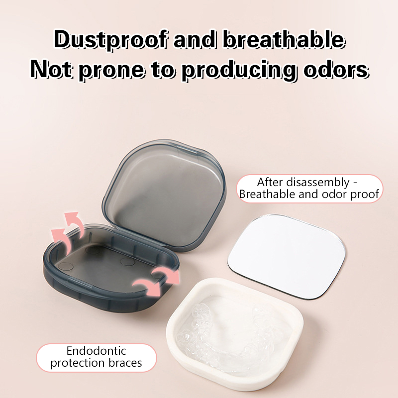 Denture Storage Box Elderly Portable False Teeth Box Invisible Braces Orthodontic Retainer Case With Cover Dustproof Container