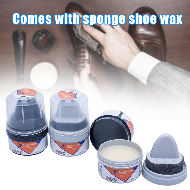 Leather Shoe Boot Polish Cream with Brush Shoe Wax Repair Shoes Glossy Shine Nourishes Protection @LS
