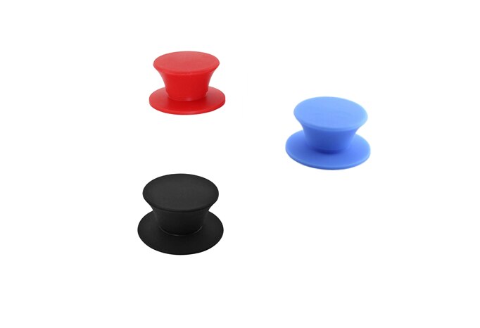 Pot Deksel Knop Siliconen Universele Pot Handvat Vervanging Keuken Kookgerei Cover Knoppen Voor Pan Deksel 3 Pcs: black red blue