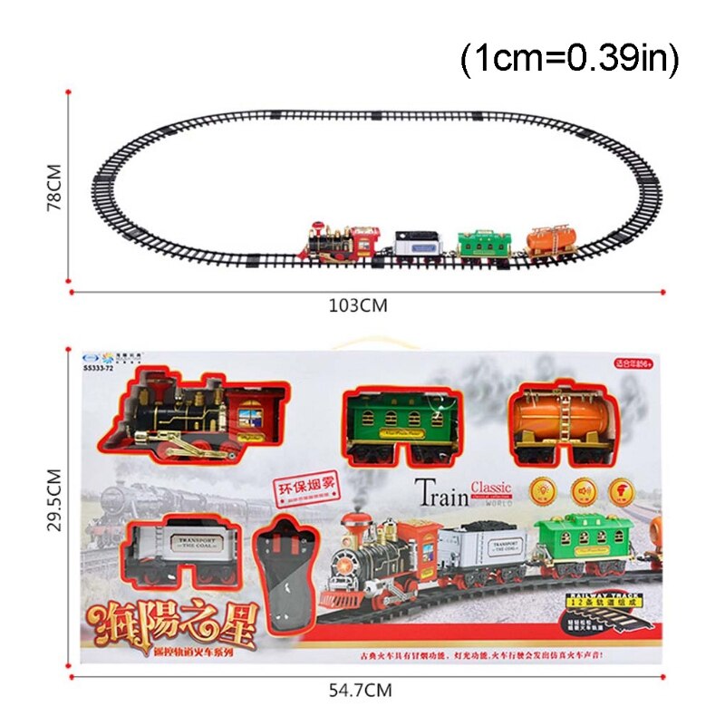 子供電動リモートコントロールレールトレインセットシミュレーションdiyアセンブリ鉄道模型のおもちゃ充電式クラシック蒸気機関車