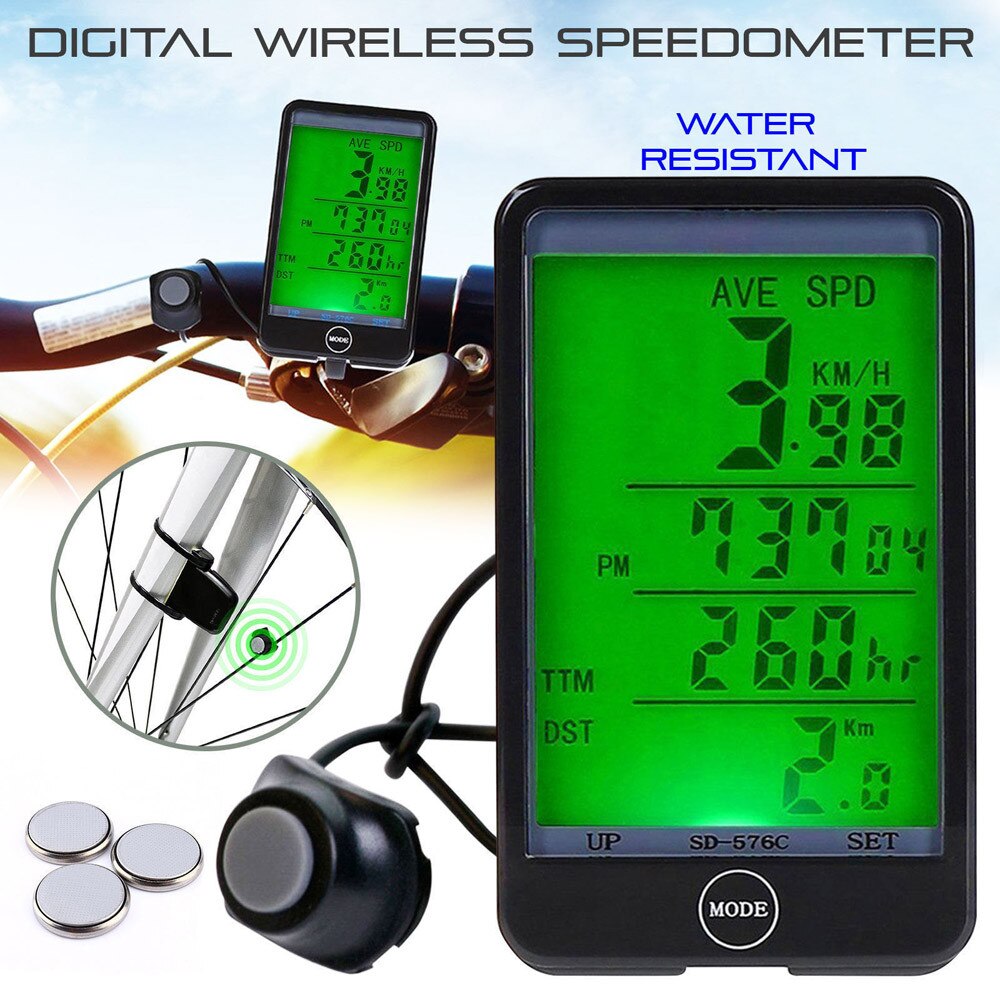 Large Screen Bicycle Computer Wireless Wired Bike Computer Waterproof Speedometer Odometer Cycling Stopwatch LED Digital Rate