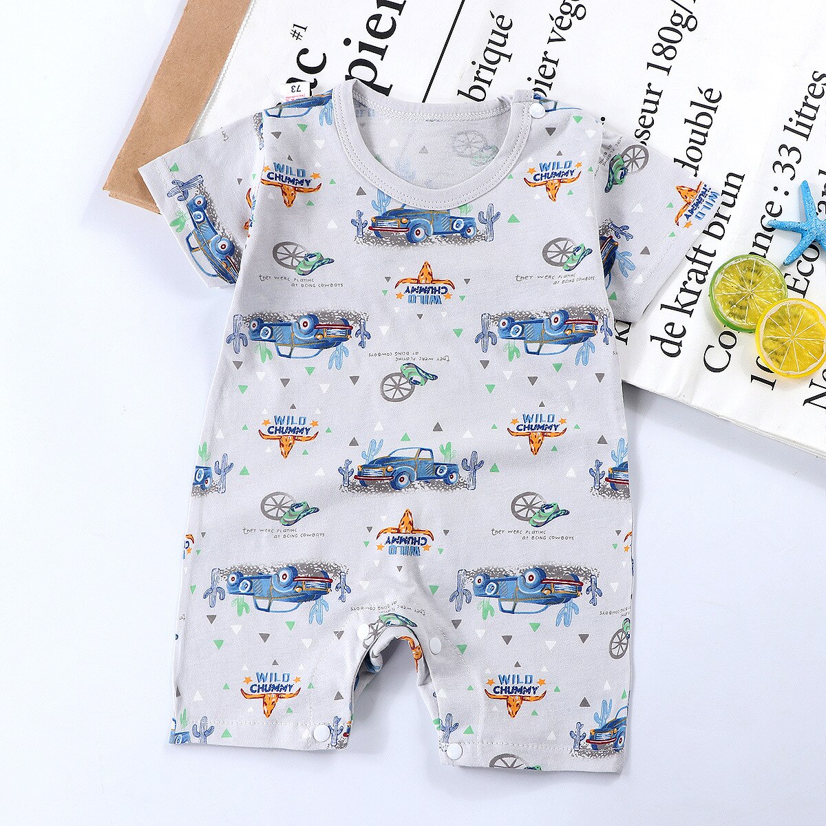 2022 Baby pagliaccetti estate Cartoon car Baby Boy abbigliamento neonato manica corta abiti baby boy tute