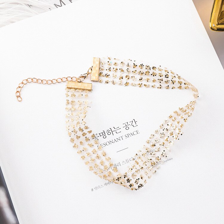 Gauze Sequin Necklace Simple Versitile Necklace Choker Women's