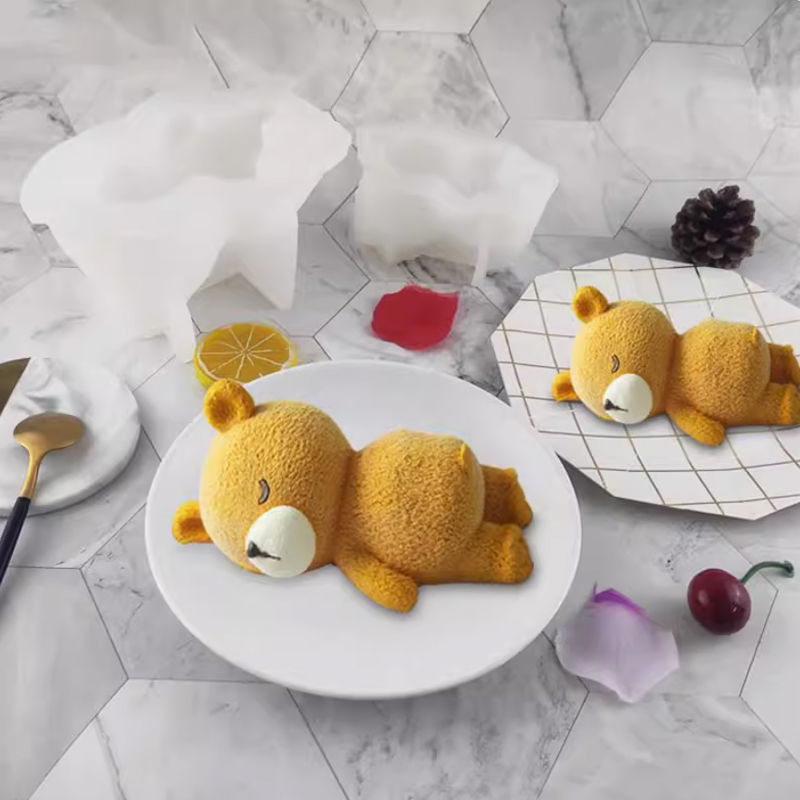 Forma Silikonowa robić Ciasta Musowego z Jednym Misiem Śpiącym, Narzędzia robić Deserów, Forma robić Rękodzieła z Żywicy i Gliny, Akcesoria Kuchenne robić Pieczenia