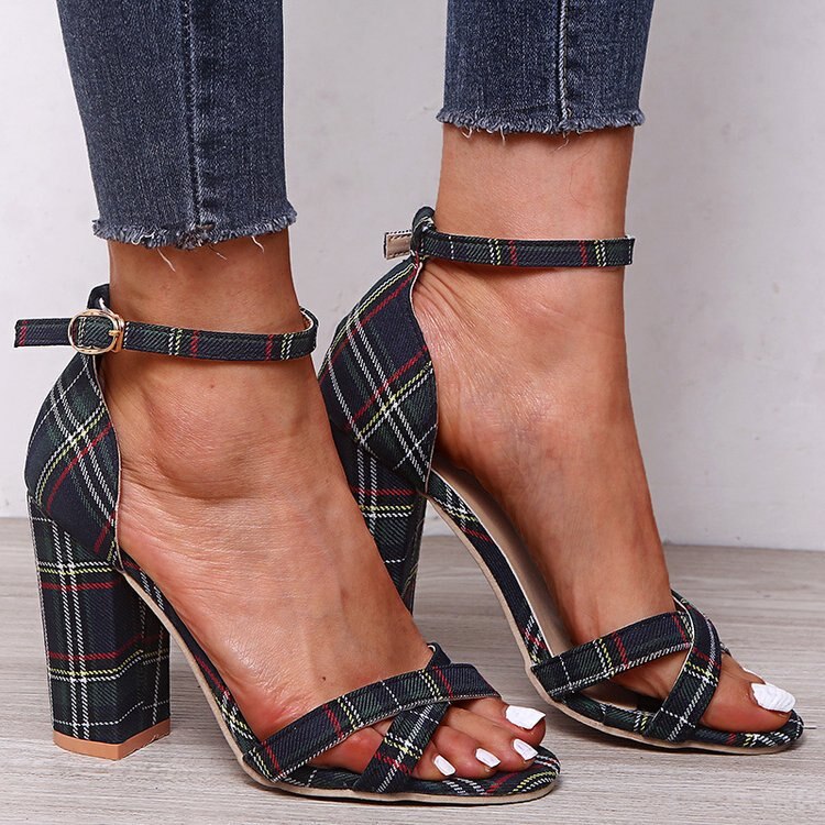 2020 store størrelse 35-43 hæle kvinder pumps røde sandaler plaid sko kvinder lavvandede høj fest bryllup sko