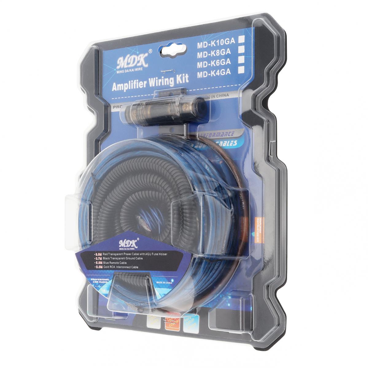 Kit de cableado de instalación de amplificador de calibre 4/6/8, Cables de altavoz de graves de coche, amplificador de potencia de línea de Audio con juego de fusibles