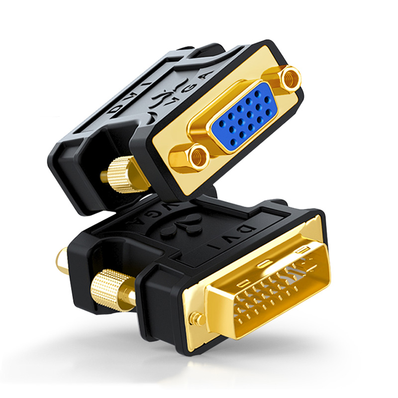 Samzhe 24+5 dvi-i han til hdmi hun adapter videokonverter hdtv lcd skærm adapter dvi til vga pc bærbar tablet: Brun