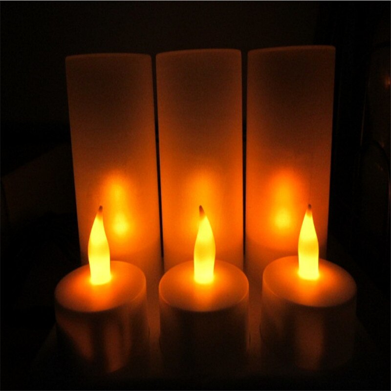 Jule led lys genopladeligt fyrfadslys gul lys stearinlys lampe led fest lys og holdere/lysekrone mariage