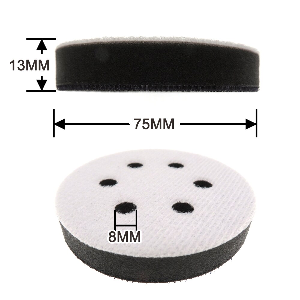 2 st 3 tum  (75mm )6 hål mjuk svamp gränssnittsdyna för krok och ögla slipskiva stöddyna buffertdyna