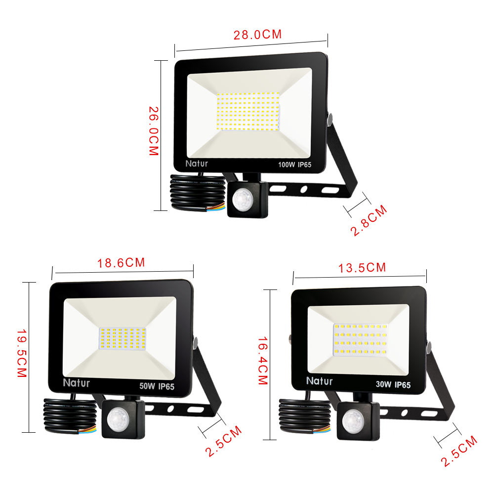 Motion Sensor Led Overstroming Licht 220V10W 30W50W100W150W IP65 Outdoor Led Spotlight Wandlamp Reflector Led Waterdichte Schijnwerper