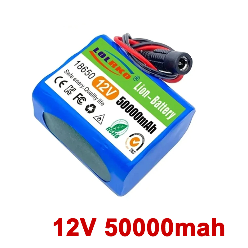Batería de 12V 50000mah 18650 Li-ion 50Ah baterías recargables con paquetes de baterías de litio BMS Placa de protección + cargador de 12,6 V: Naranja