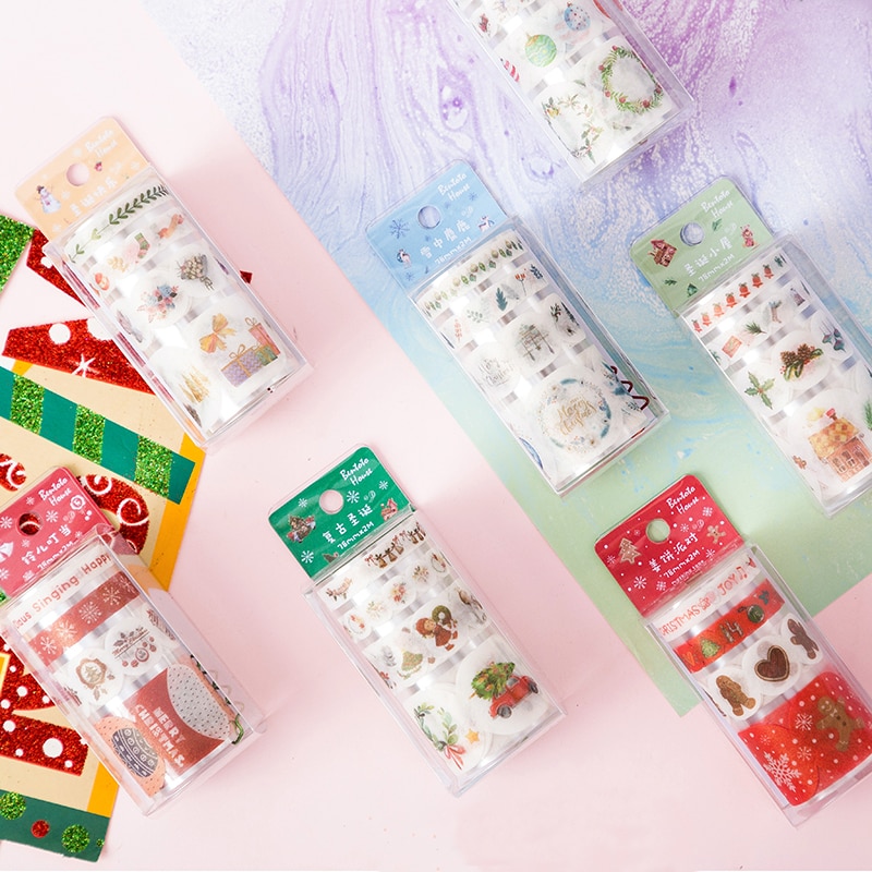 7.8cm * 2m bonito feliz natal série máscara fita scrapbooking decorativo washi fita diário caderno álbum diy artesanato crianças presente