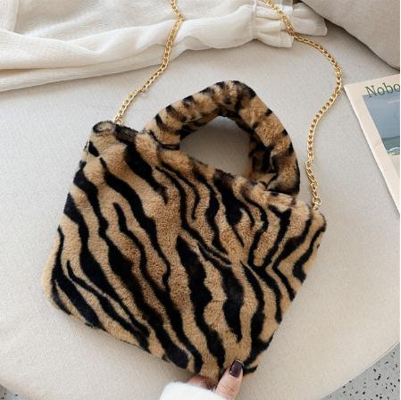 Tassen Handbagsautumn En Winter Handtas Pluche Clamshell Zak Luipaard Print Grote Capaciteit Tote Bag Handtassen: E