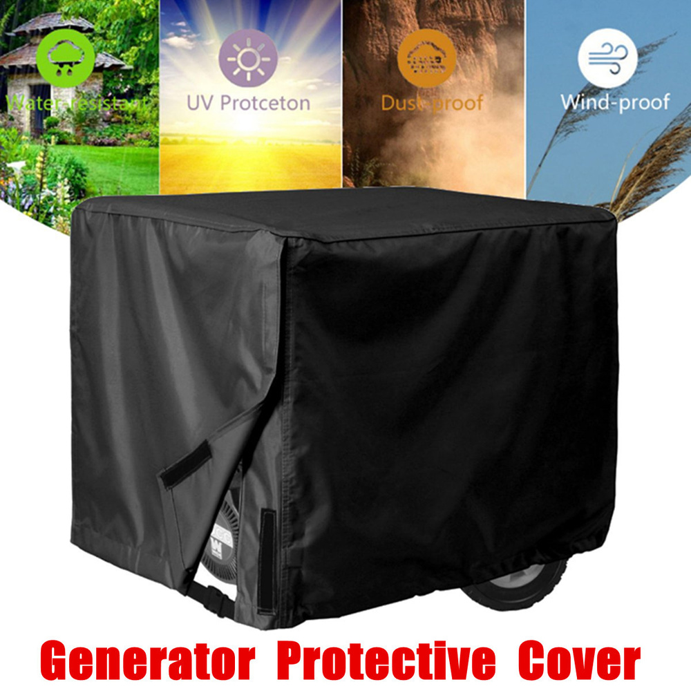 210D Outdoor Black Weatherproof Waterproof Generator Cover Most Generators All-Purpose Windproof Protective Cover 3 Sizes