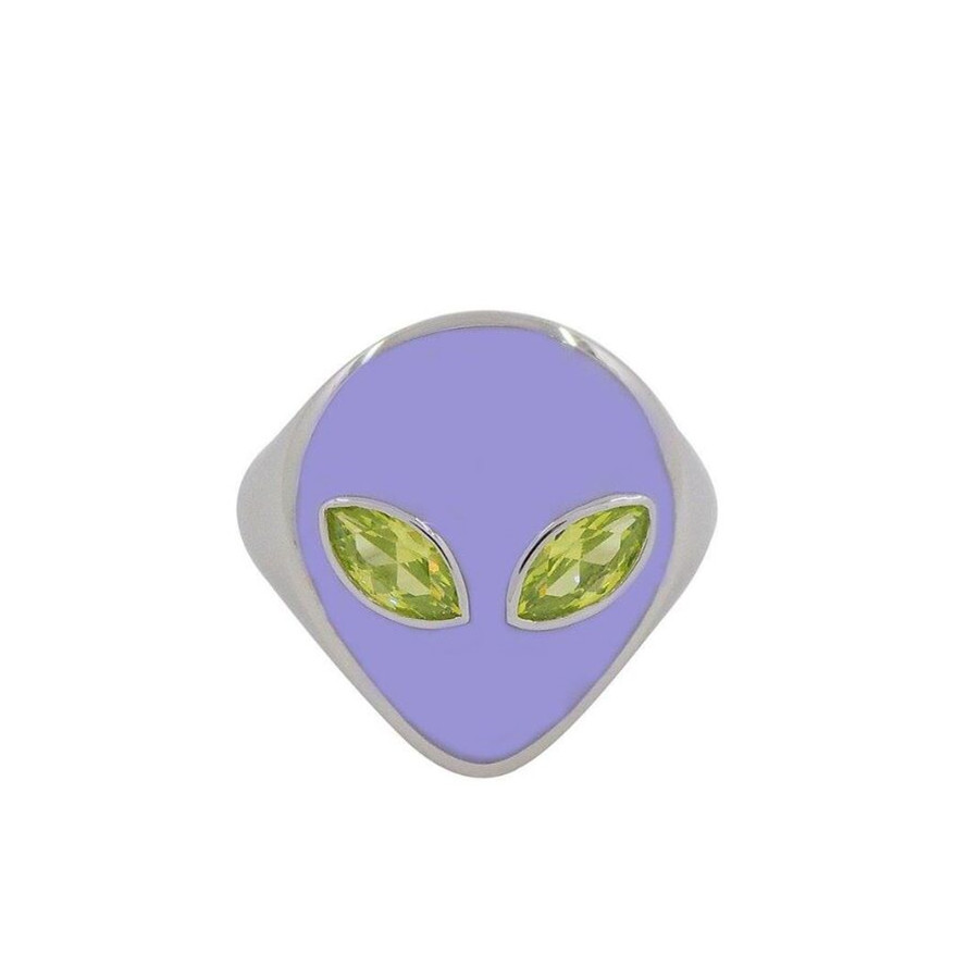 Alien ring cute rings for women female punk style jewelry hip hop jewellry: Purple