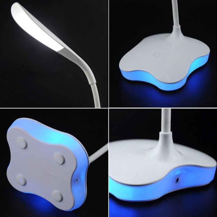 2 in 1 3 Niveau Dimbare Clover LED Lezen Studie Bureaulamp Flexibele Oogbescherming Verlichting Nachtlampje Oplaadbare Tafellamp