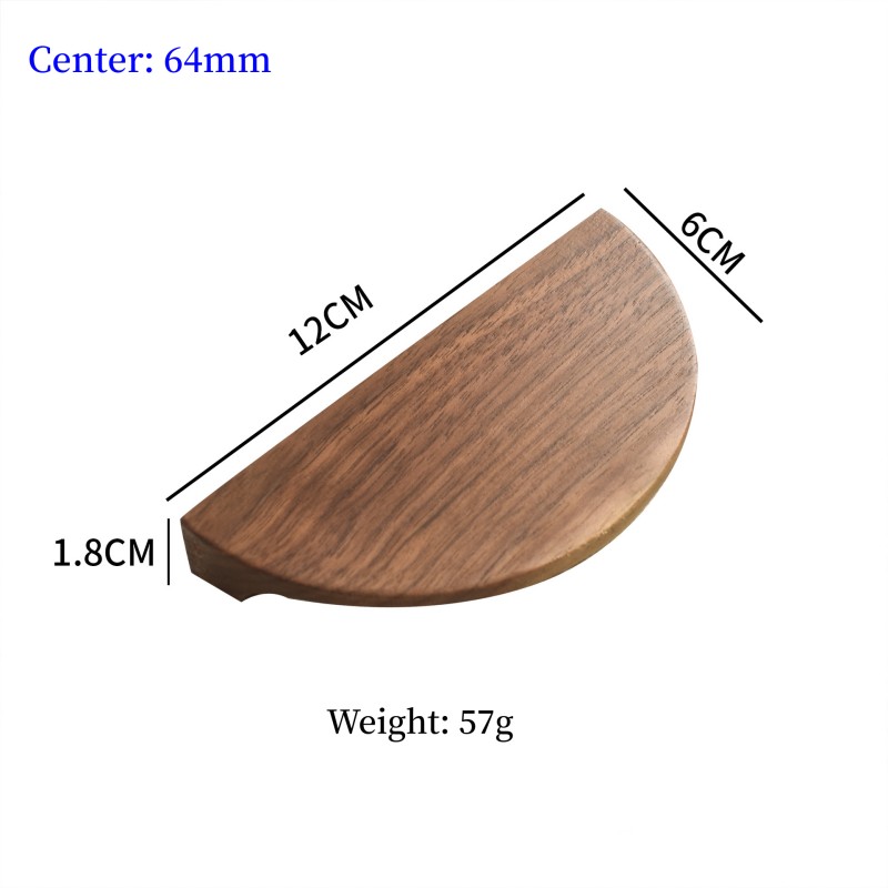 Pohjoismaiset puiset kaapin vetimet, suuret puoliympyrän muotoiset puuhuonekalujen oven vetimet, mustapähkinäiset vaatekaapin vetimet, puolikuun muotoiset puiset vetimet: Hopea