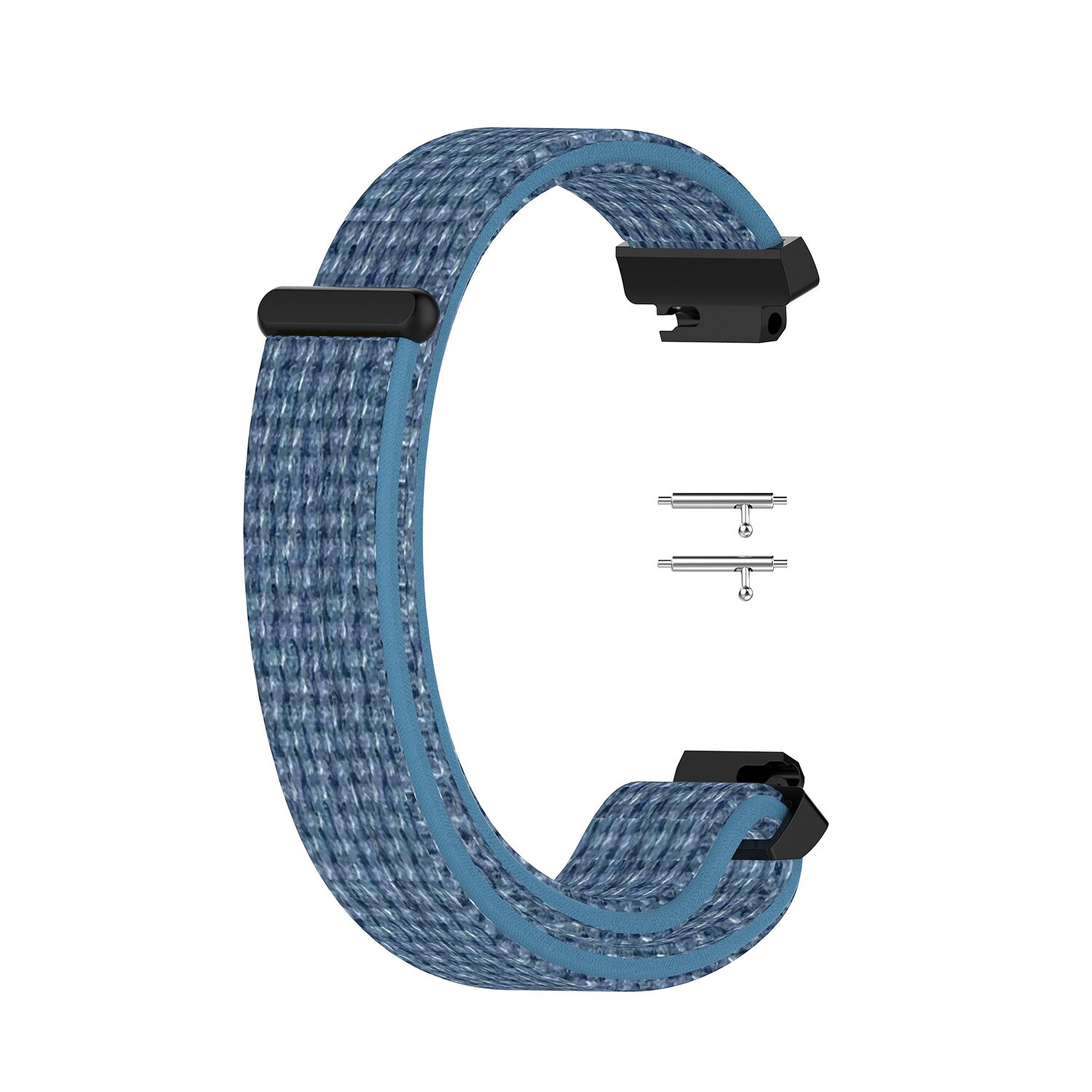 Zachte nylon loopbackband, geweven klittenband polsband, horlogeband voor fitbit inspire hr/inspire smartwatch: Cape blauw