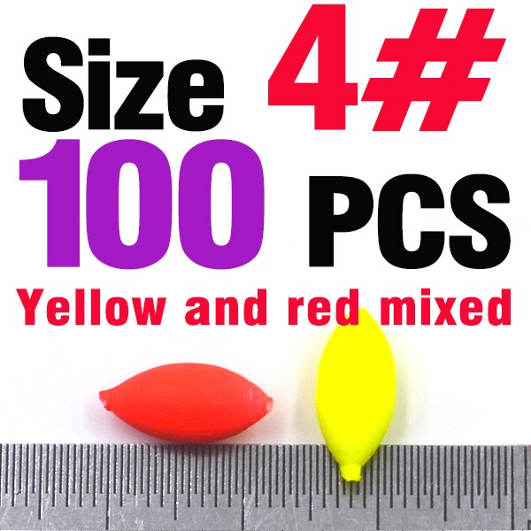 MNFT 100Pcs Plastic Oval Vlotter Vliegvissen Staking Indicator Mini Opvallende Drijvende Bonen Vissen Accessoires Geen Stopper: 100Pcs Size 4