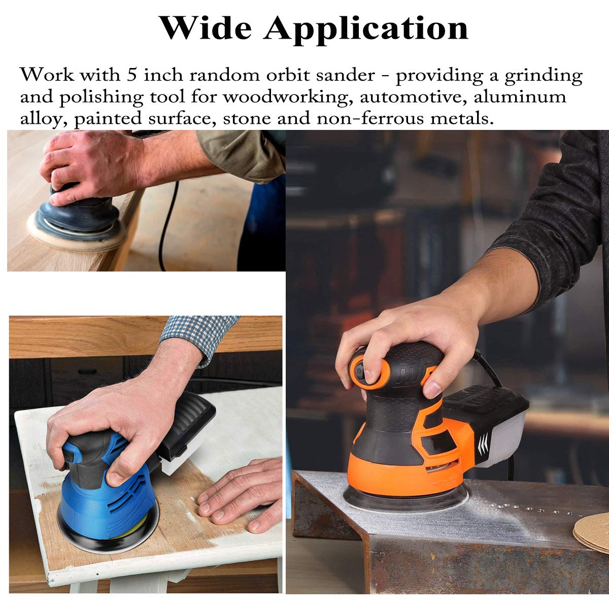 5inch 125mm 8-Hole Sanding Sheet Gold Sanding Discs Hook loop for DA Sander Dry Sand Paper for Woodworking or Automotive