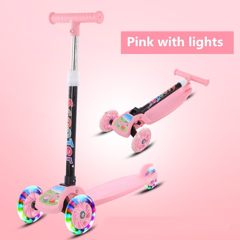 Kinderen Kick Scooter Opvouwbare Aluminium Skateboard 3 Wielen Kids Verstelbare Scooter Oefening Speelgoed Scooter Voor Jongens Meisjes: pink with light