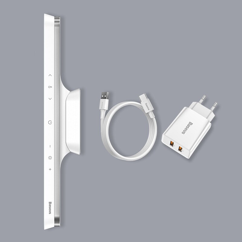 Baseus Led Bureaulamp Magnetische Tafellamp Voor Studie Kast Licht Usb Oplaadbare Traploos Dimmen Slaapzaal/Keuken/Garderobe: With EU Charger