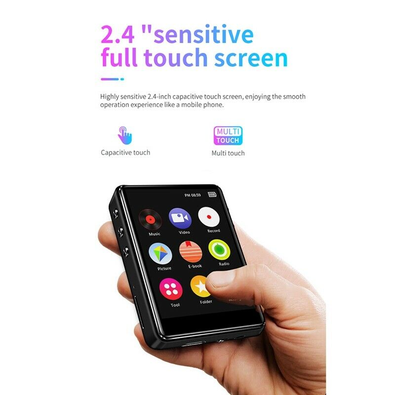 Original Metal Bluetooth 5.0 MP3 player 2.4 inch screen HiFi music player built-in speaker with e-book recording radio video