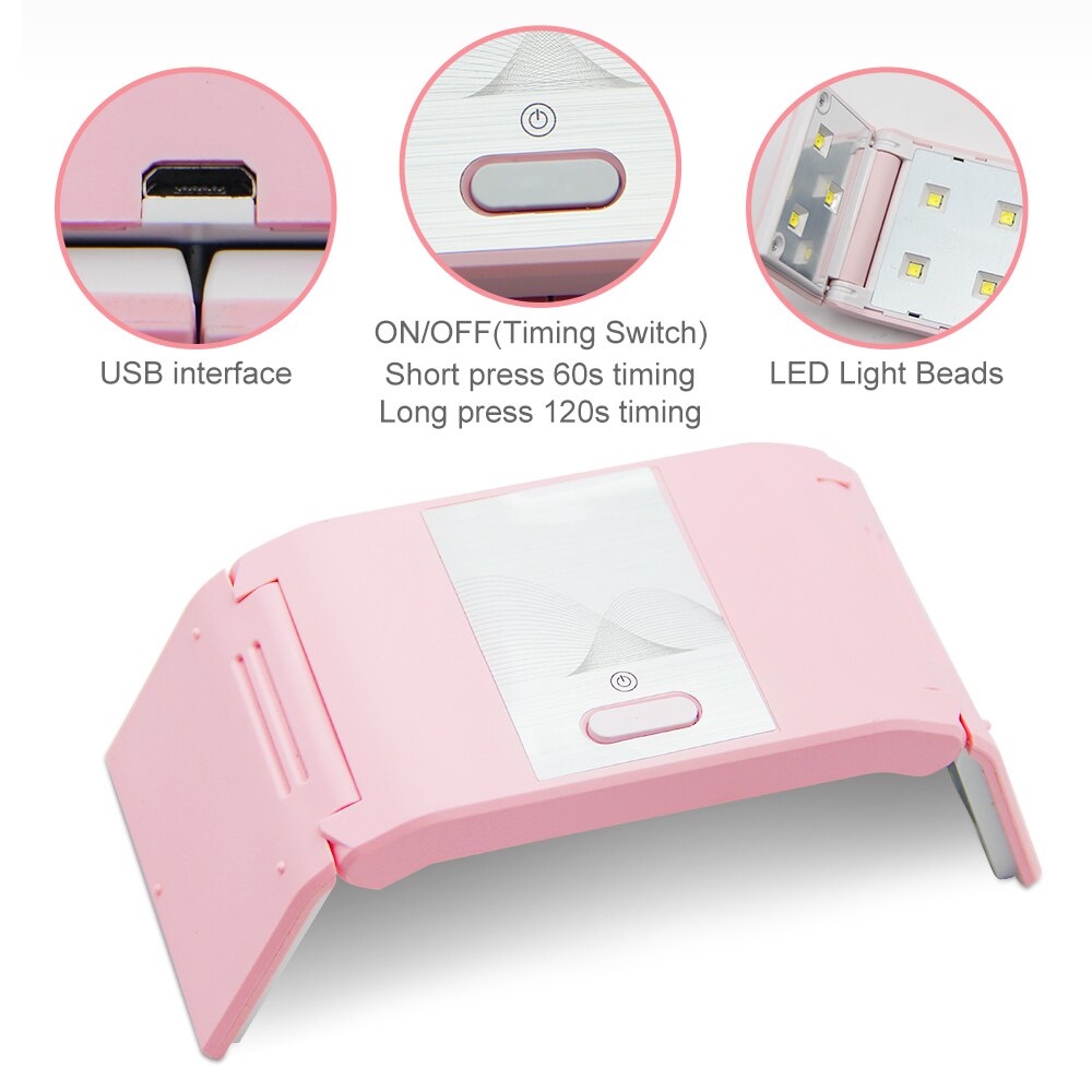 Lke Nail Droger 24W Opvouwbare Nail Lamp Draagbare Uv Led Lamp 60/120 S Timer Voor Alle Gels geschikt Voor Thuisgebruik Lamp Van Nail Art