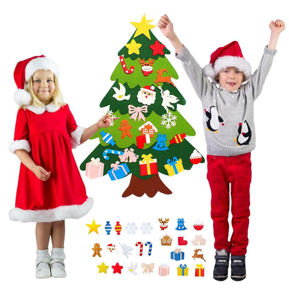 3d doe-het-zelf kerstbomenset van vilt met 25 decoraties voor kinderfeestjes