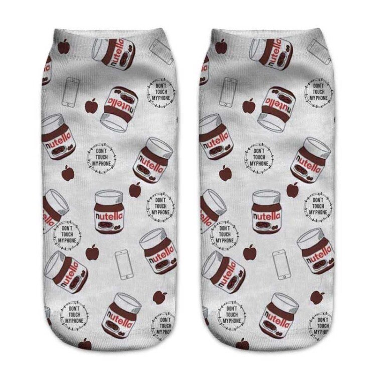 Nutella Pizza Buger Print Casual Stijl Print Type 3D Sokken Mannen Vrouwen Sokken Vrouwelijke Korte Sok: 8